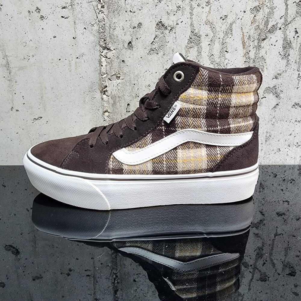 Vans Filmore Hi Platform Women's Shoes Size 9 Brown Plaid Suede High Top